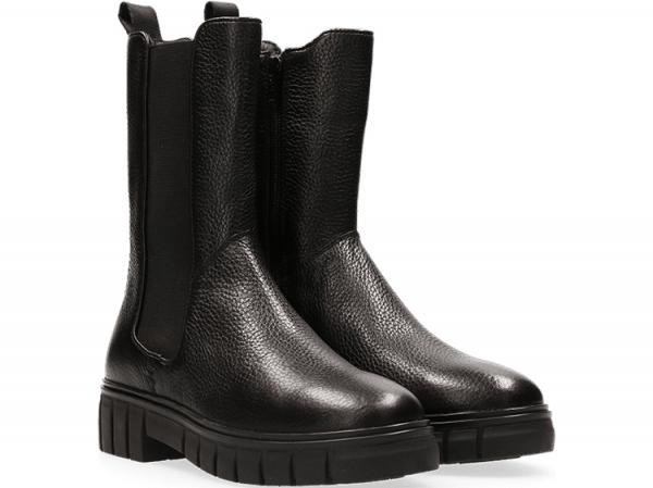 Lokken waterval Voorbijgaand Tobi Leather - Zwarte leren laarzen